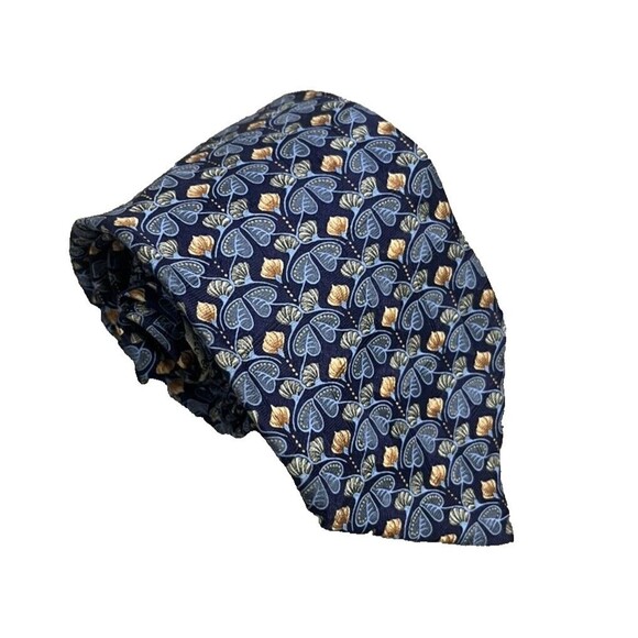 ERMENEGILDO ZEGNA Men's Tie Blue Gold Geo 57L 3.5W ITALY EUC MINT! Retail-$175 - Picture 5 of 14